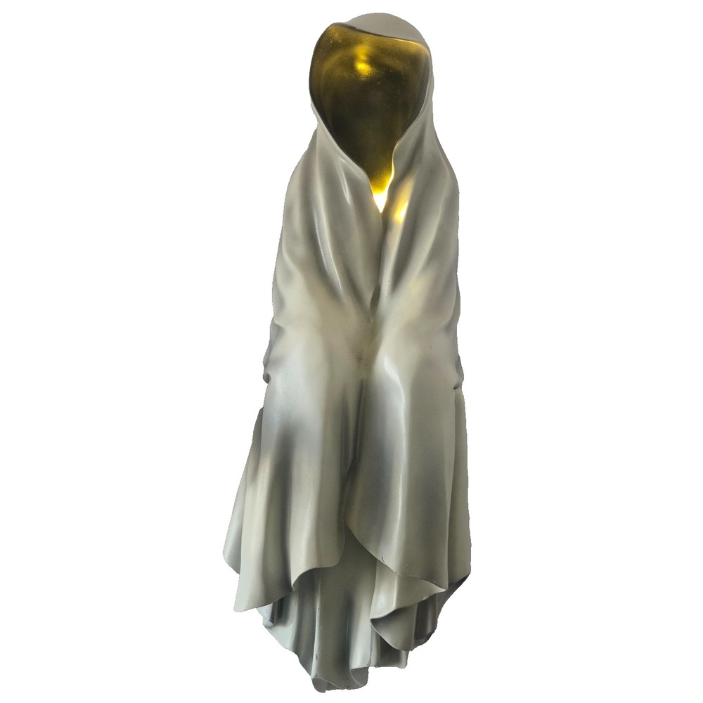 Faceless Hooded Ghost Figurine 22.5 Inch Ivory Black Gothic Halloween Decor